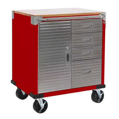 Meuble à 4 tiroirs Seville Classics UltraHD avec plateau en bois, 28 x 25 x 34,5