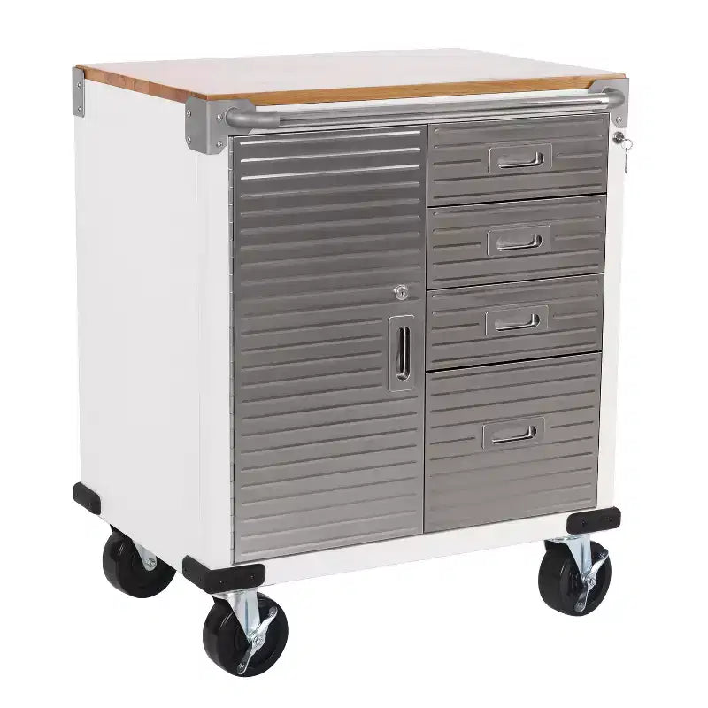 Meuble à 4 tiroirs Seville Classics UltraHD avec plateau en bois, 28 x 25 x 34,5