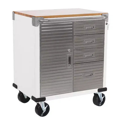 Meuble à 4 tiroirs Seville Classics UltraHD avec plateau en bois, 28 x 25 x 34,5