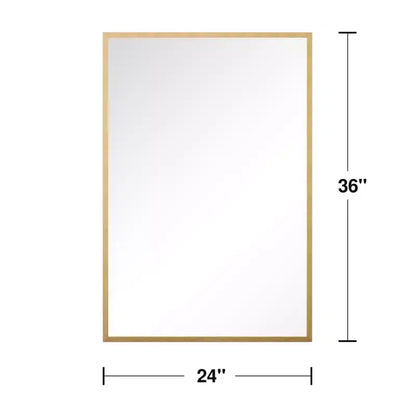 Miroir rectangulaire doré en aluminium de 91 cm avec cadre mince et angles droits, profondeur de 1,5 cm (double face)