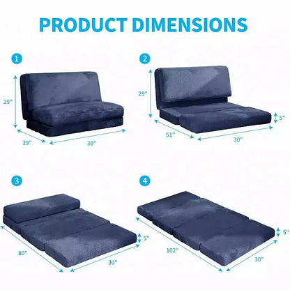 Canapé-lit Mjkone, fauteuil pliable en fausse fourrure douce et lavable, canapé mural en mousse, matelas de sol