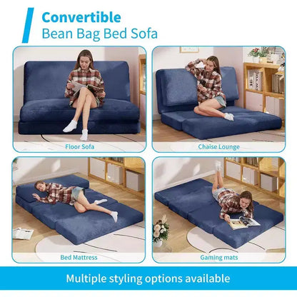 Canapé-lit Mjkone, fauteuil pliable en fausse fourrure douce et lavable, canapé mural en mousse, matelas de sol