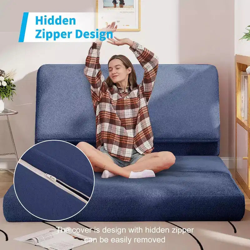 Canapé-lit Mjkone, fauteuil pliable en fausse fourrure douce et lavable, canapé mural en mousse, matelas de sol