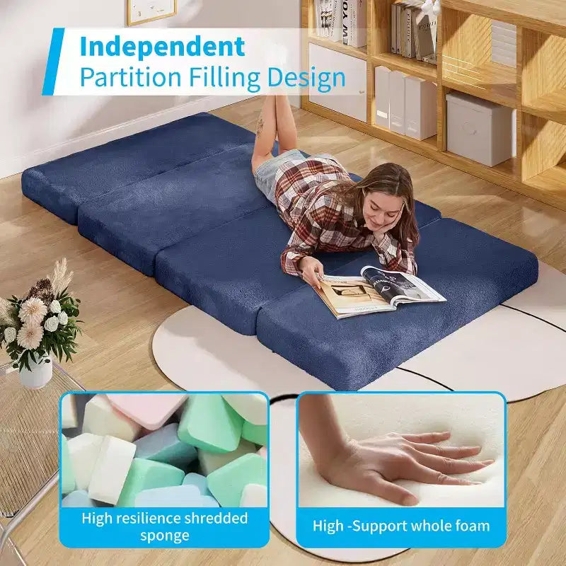 Canapé-lit Mjkone, fauteuil pliable en fausse fourrure douce et lavable, canapé mural en mousse, matelas de sol