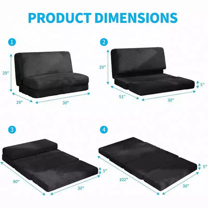 Canapé-lit Mjkone, fauteuil pliable en fausse fourrure douce et lavable, canapé mural en mousse, matelas de sol