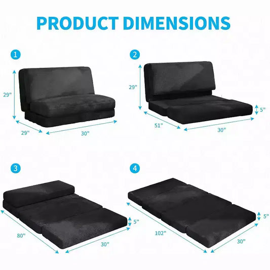 Canapé-lit Mjkone, fauteuil pliable en fausse fourrure douce et lavable, canapé mural en mousse, matelas de sol