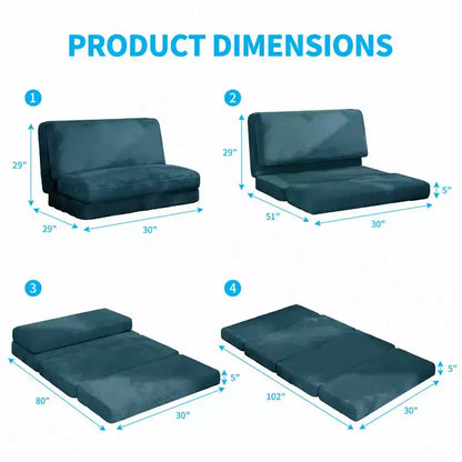 Canapé-lit Mjkone, fauteuil pliable en fausse fourrure douce et lavable, canapé mural en mousse, matelas de sol