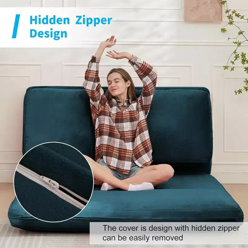 Canapé-lit Mjkone, fauteuil pliable en fausse fourrure douce et lavable, canapé mural en mousse, matelas de sol