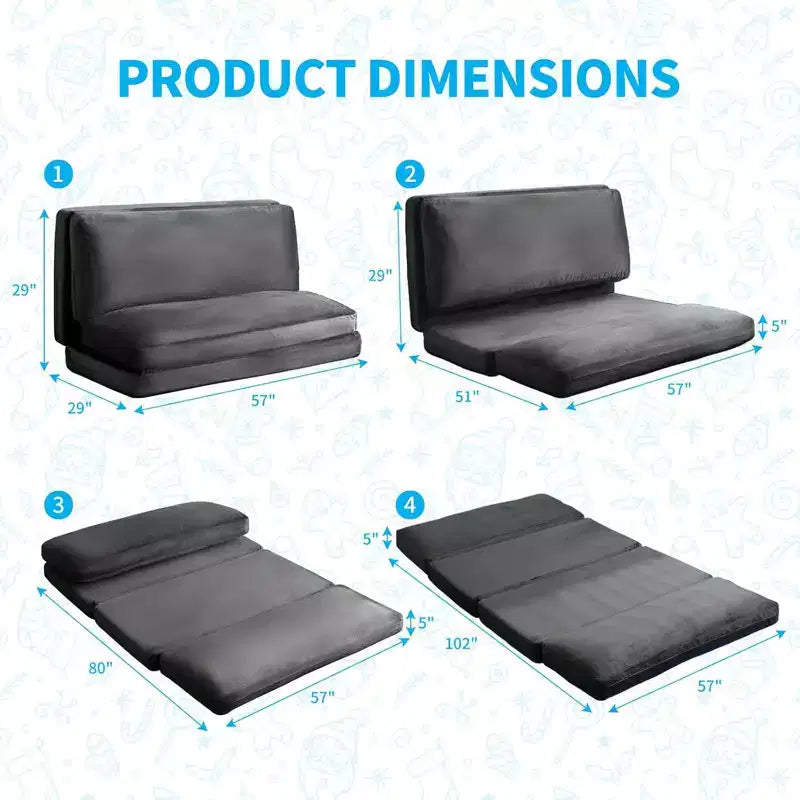 Canapé-lit Mjkone, fauteuil pliable en fausse fourrure douce et lavable, canapé mural en mousse, matelas de sol