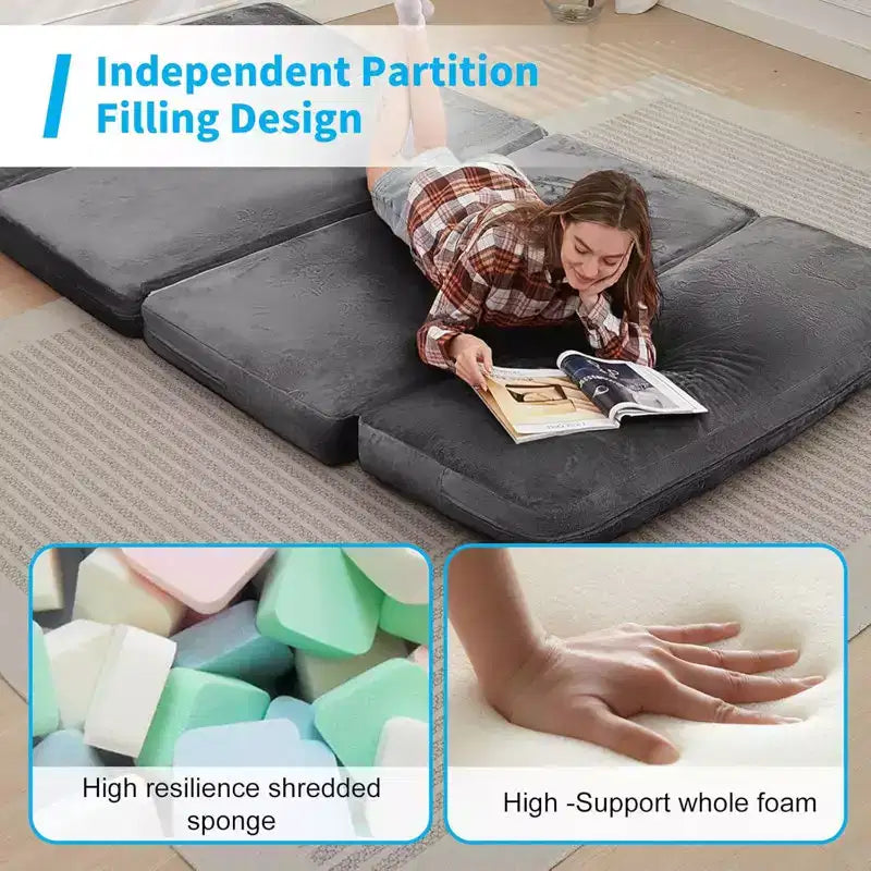 Canapé-lit Mjkone, fauteuil pliable en fausse fourrure douce et lavable, canapé mural en mousse, matelas de sol