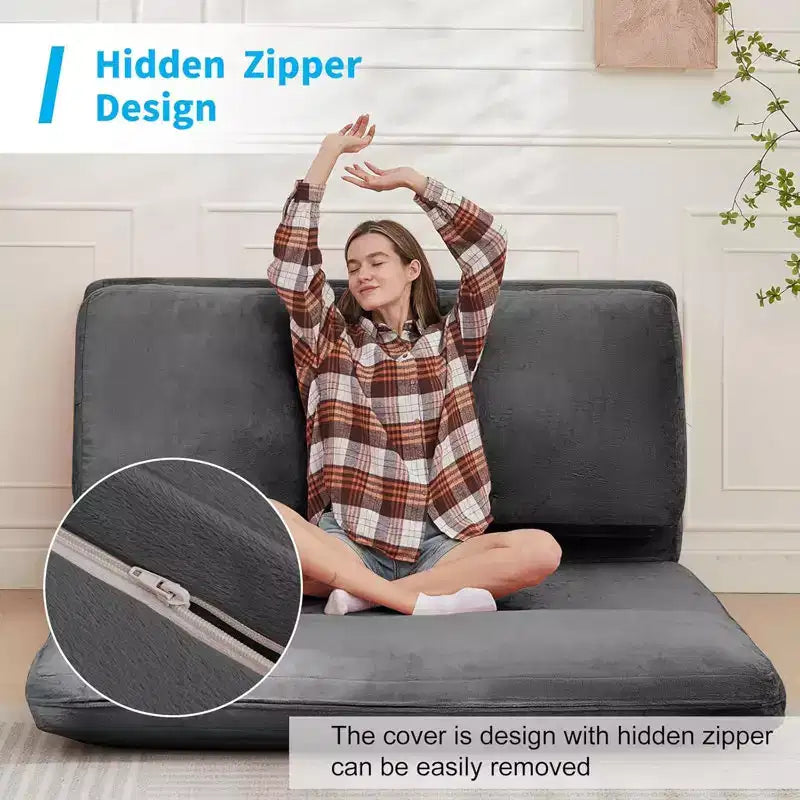 Canapé-lit Mjkone, fauteuil pliable en fausse fourrure douce et lavable, canapé mural en mousse, matelas de sol