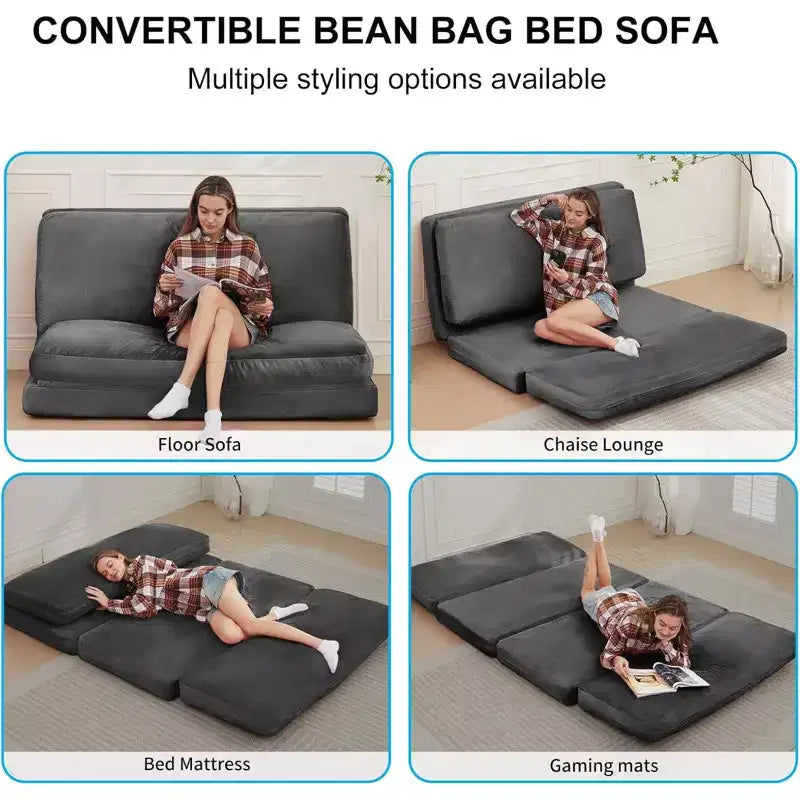 Canapé-lit Mjkone, fauteuil pliable en fausse fourrure douce et lavable, canapé mural en mousse, matelas de sol