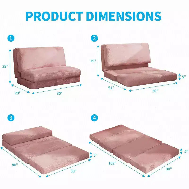 Canapé-lit Mjkone, fauteuil pliable en fausse fourrure douce et lavable, canapé mural en mousse, matelas de sol