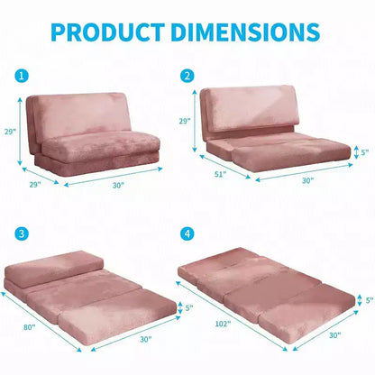 Canapé-lit Mjkone, fauteuil pliable en fausse fourrure douce et lavable, canapé mural en mousse, matelas de sol