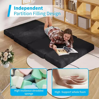 Canapé-lit Mjkone, fauteuil pliable en fausse fourrure douce et lavable, canapé mural en mousse, matelas de sol