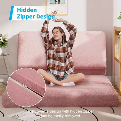 Canapé-lit Mjkone, fauteuil pliable en fausse fourrure douce et lavable, canapé mural en mousse, matelas de sol