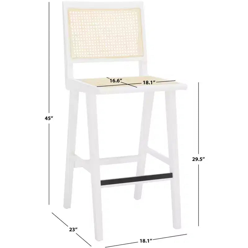 Tabouret de bar Hattie en canne française - SFV4140 - Blanc/Naturel - Safavieh Couture