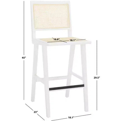 Tabouret de bar Hattie en canne française - SFV4140 - Blanc/Naturel - Safavieh Couture