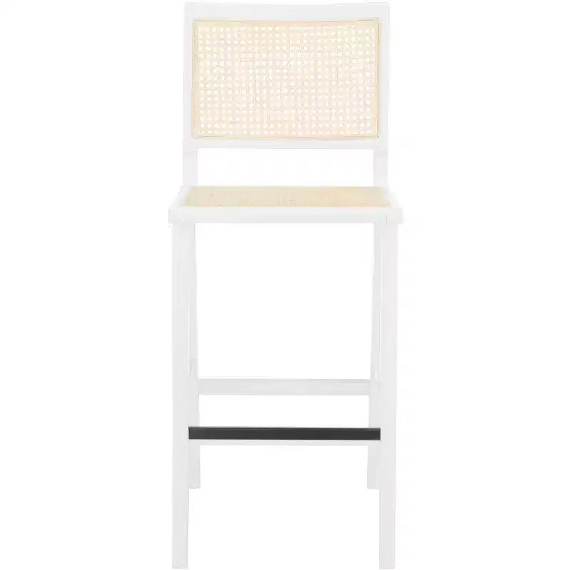 Tabouret de bar Hattie en canne française - SFV4140 - Blanc/Naturel - Safavieh Couture