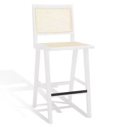 Tabouret de bar Hattie en canne française - SFV4140 - Blanc/Naturel - Safavieh Couture