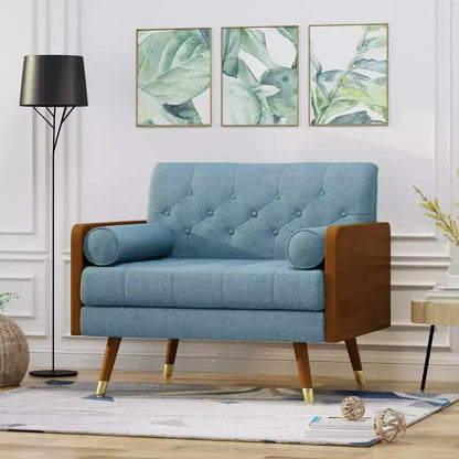 Single Sofa Club Chair Accent Chair with Button-Tufted Design, Mid-Century Modern Style-Merax