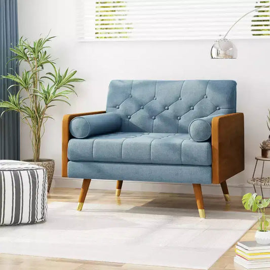 Fauteuil club une place avec accoudoirs, capitonné, style moderne du milieu du siècle - Merax