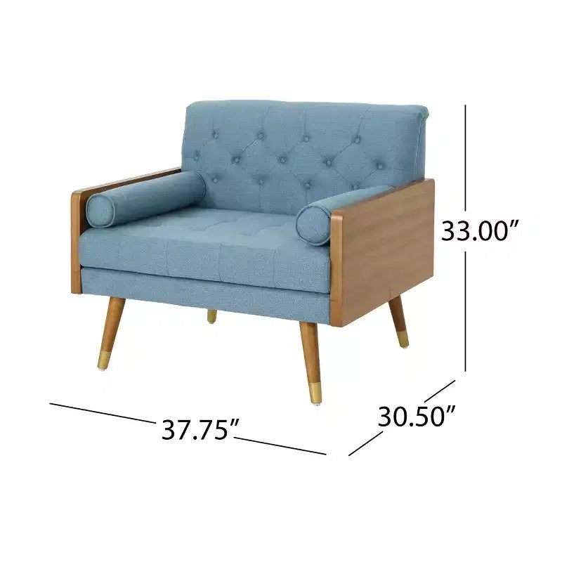 Fauteuil club une place avec accoudoirs, capitonné, style moderne du milieu du siècle - Merax