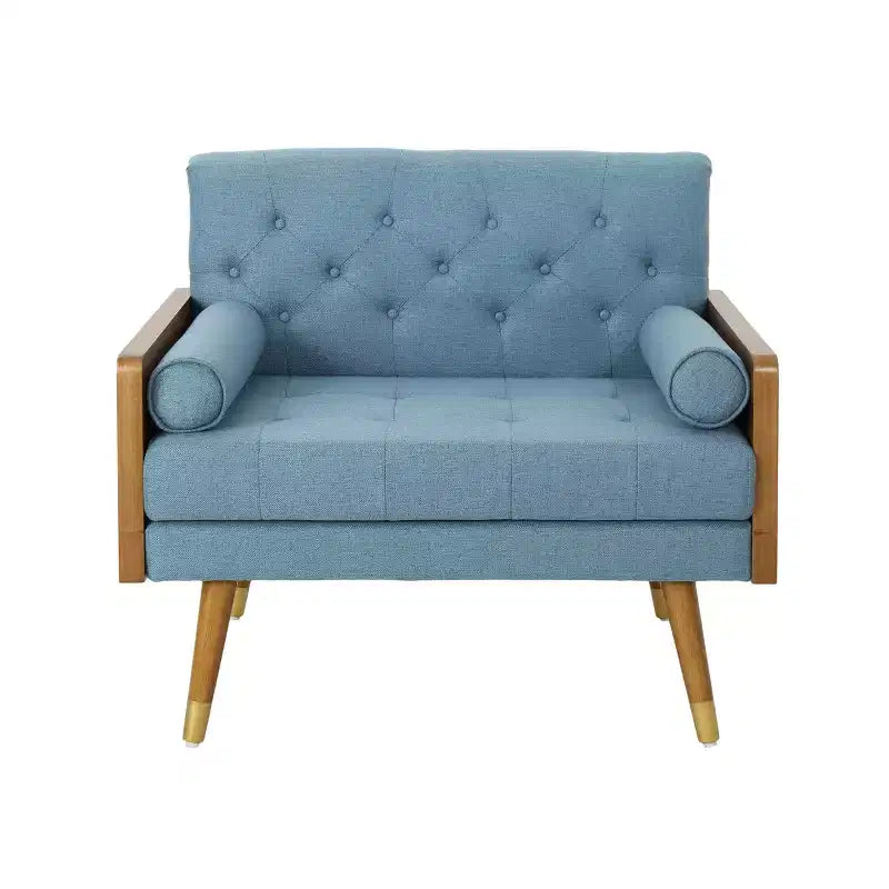 Fauteuil club une place avec accoudoirs, capitonné, style moderne du milieu du siècle - Merax