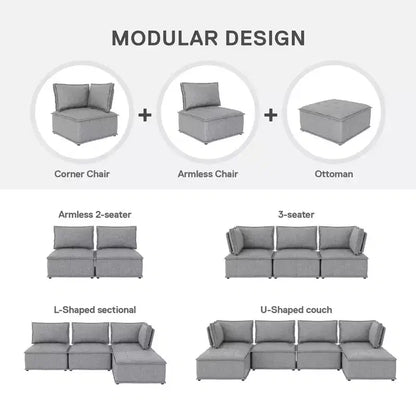 Chaise d'angle modulaire Darcy de DHP, lin gris