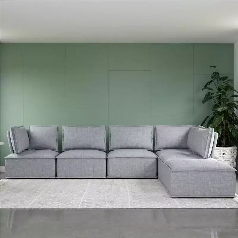 Chaise d'angle modulaire Darcy de DHP, lin gris