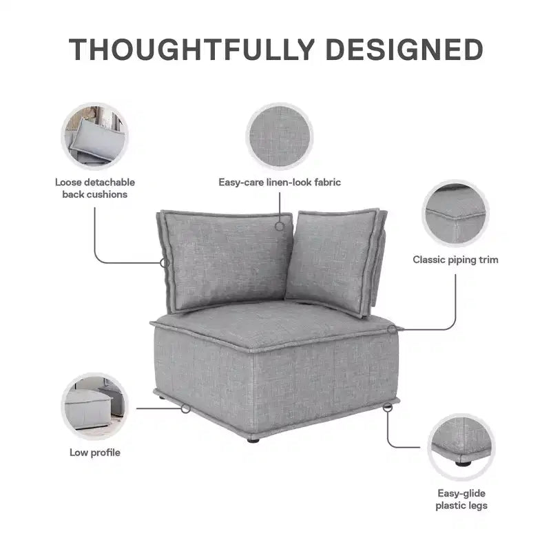 Chaise d'angle modulaire Darcy de DHP, lin gris