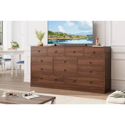 Commodes et chiffonniers à 12 tiroirs, Commode de rangement en bois avec prise de courant