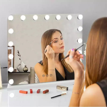Miroir de courtoisie Slimoon Hollywood avec 17 lumières LED à intensité variable, en blanc