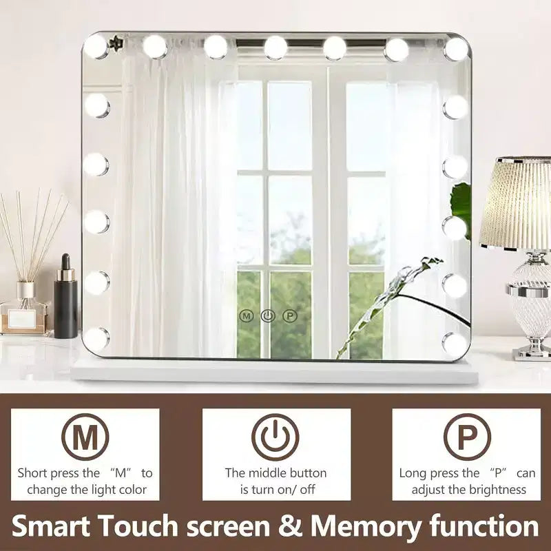 Miroir de courtoisie Slimoon Hollywood avec 17 lumières LED à intensité variable, en blanc