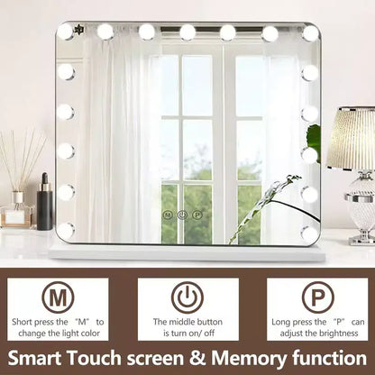 Miroir de courtoisie Slimoon Hollywood avec 17 lumières LED à intensité variable, en blanc