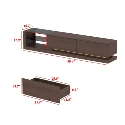 Meuble TV multifonctionnel contemporain Famapy, centre de divertissement, console multimédia avec éclairage LED réglable, tiroirs de rangement et étagères de présentation