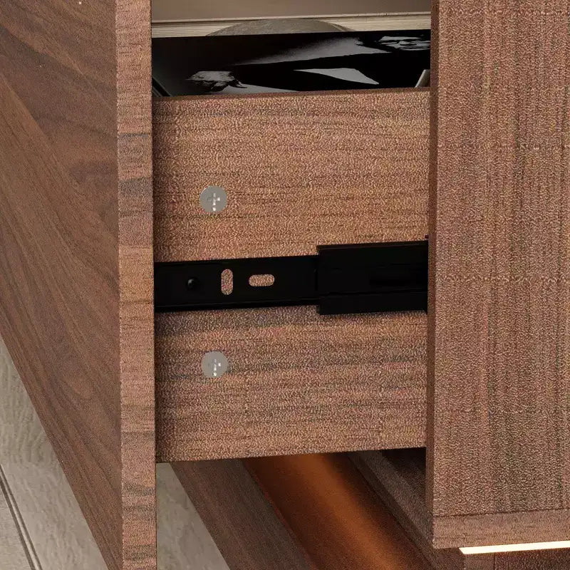Meuble TV multifonctionnel contemporain Famapy, centre de divertissement, console multimédia avec éclairage LED réglable, tiroirs de rangement et étagères de présentation