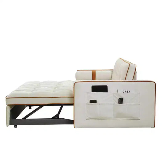 Canapé-lit inclinable 78,75 po - Sectionnel en L avec chargement USB, rangement et pochette de bras