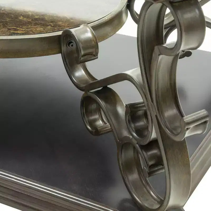 Table basse GDFStudio Perry traditionnelle à 2 niveaux en verre et bois de 52 po avec étagère en marbre