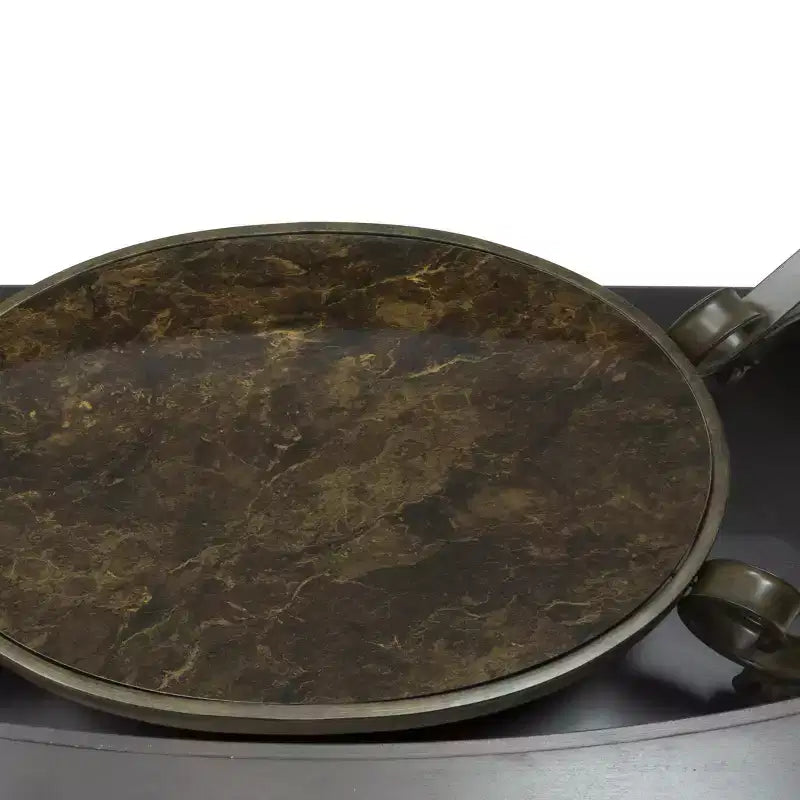 Table basse GDFStudio Perry traditionnelle à 2 niveaux en verre et bois de 52 po avec étagère en marbre