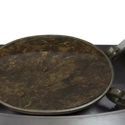 Table basse GDFStudio Perry traditionnelle à 2 niveaux en verre et bois de 52 po avec étagère en marbre
