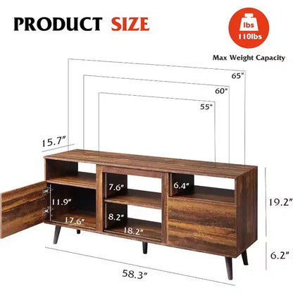 Meuble TV GALAXHERO moderne du milieu du siècle pour téléviseurs jusqu'à 65 pouces, console TV, centre de divertissement à étagères ouvertes pour salon et chambre, noir