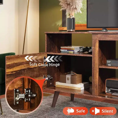Meuble TV GALAXHERO moderne du milieu du siècle pour téléviseurs jusqu'à 65 pouces, console TV, centre de divertissement à étagères ouvertes pour salon et chambre, noir