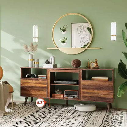 Meuble TV GALAXHERO moderne du milieu du siècle pour téléviseurs jusqu'à 65 pouces, console TV, centre de divertissement à étagères ouvertes pour salon et chambre, noir