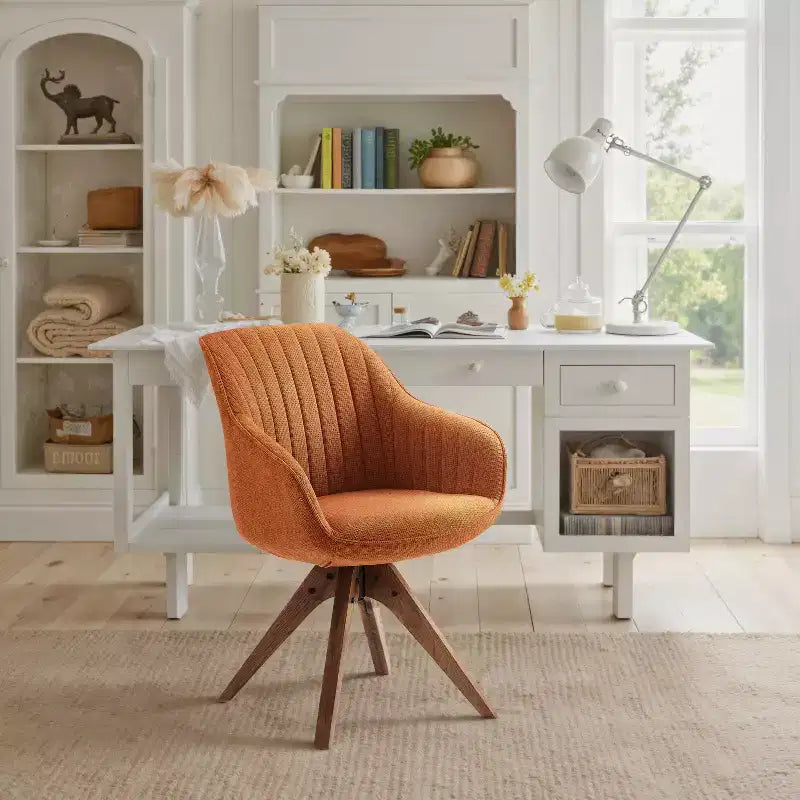 Fauteuil pivotant Art Leon confortable en tissu avec pieds en chêne massif