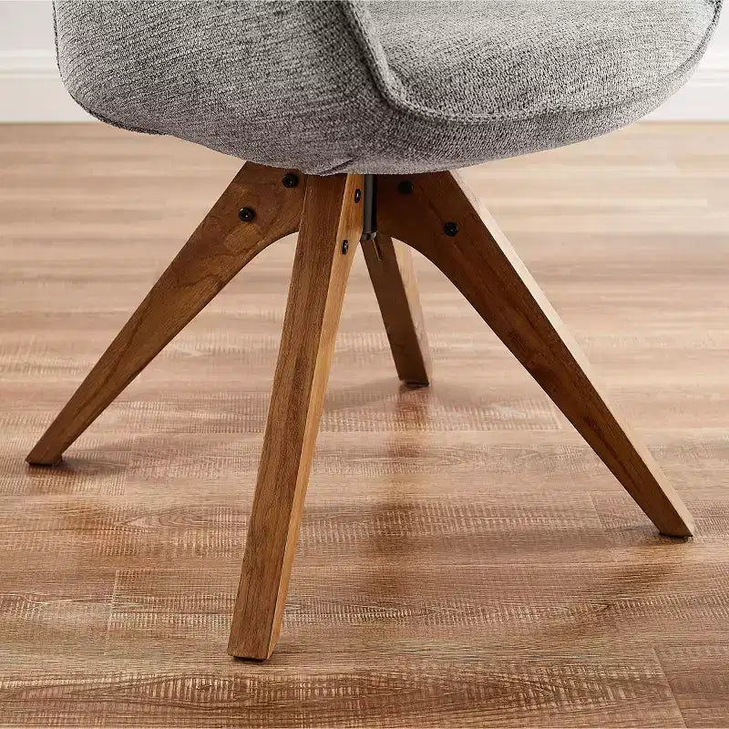 Fauteuil pivotant Art Leon confortable en tissu avec pieds en chêne massif