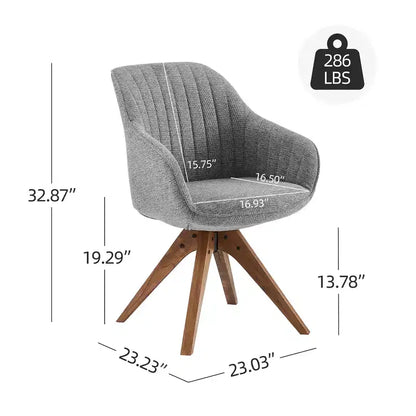 Fauteuil pivotant Art Leon confortable en tissu avec pieds en chêne massif