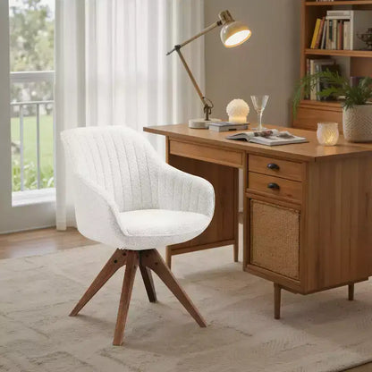 Fauteuil pivotant Art Leon confortable en tissu avec pieds en chêne massif