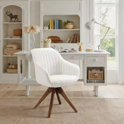 Fauteuil pivotant Art Leon confortable en tissu avec pieds en chêne massif