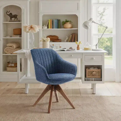 Fauteuil pivotant Art Leon confortable en tissu avec pieds en chêne massif